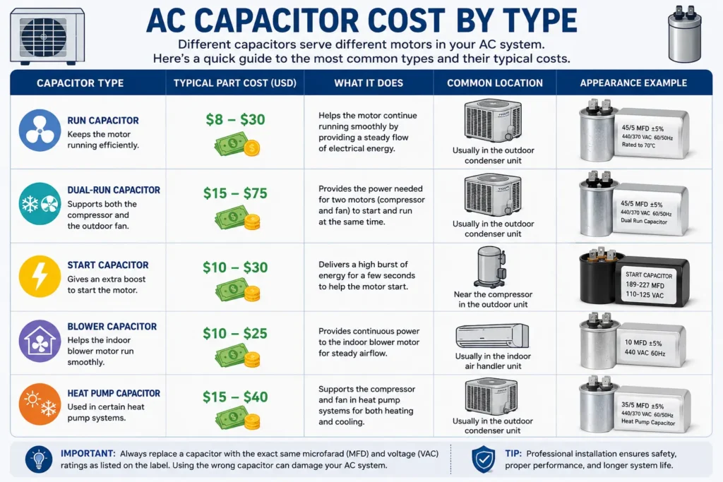 AC Capacitor Cost by Type