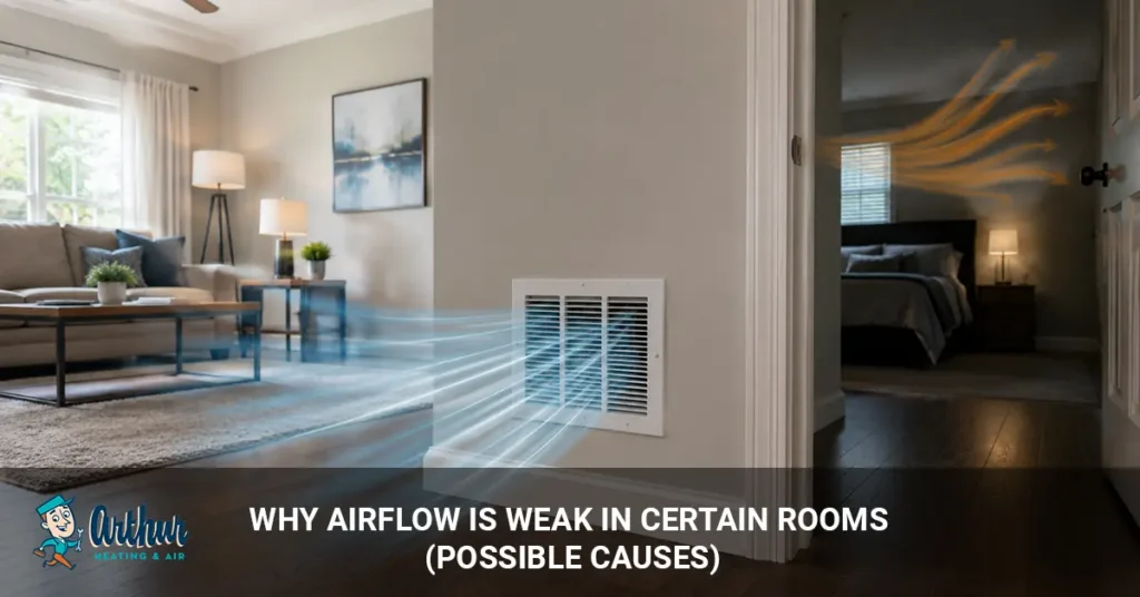 weak airflow in certain rooms